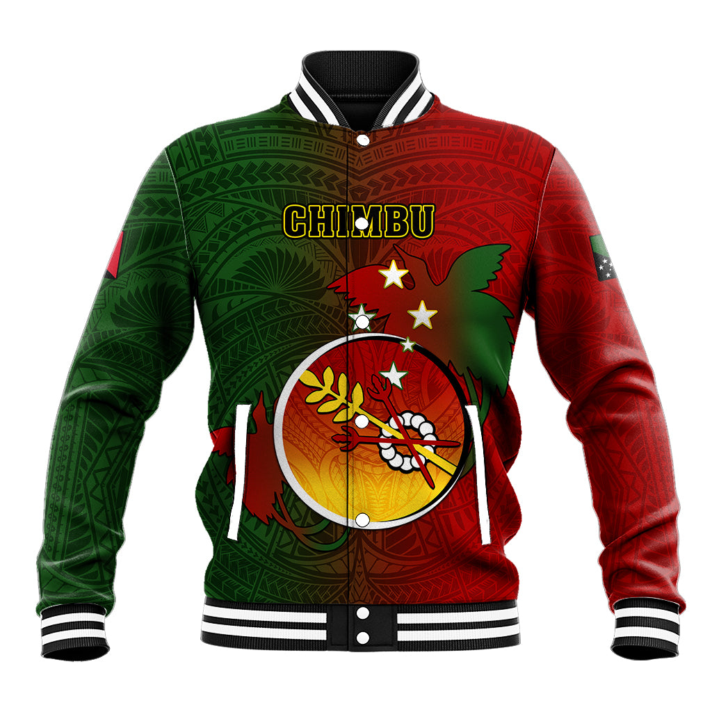 Personalized Papua New Guinea Chimbu Province Baseball Jacket Mix Coat Of Arms Polynesian Pattern LT05 Unisex Red - Polynesian Pride