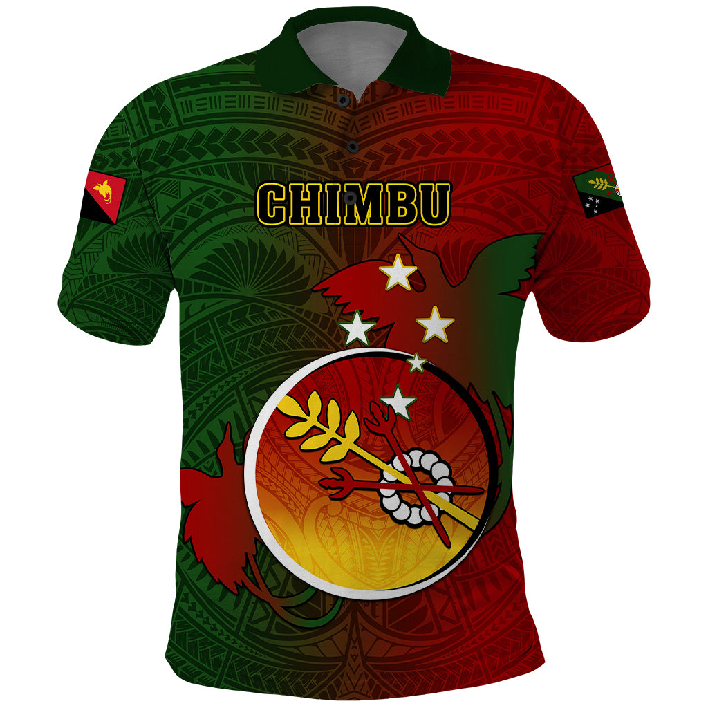 Personalized Papua New Guinea Chimbu Province Polo Shirt Mix Coat Of Arms Polynesian Pattern LT05 Red - Polynesian Pride