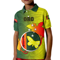 Papua New Guinea Oro Province Kid Polo Shirt Mix Coat Of Arms Polynesian Pattern LT05 Kid Yellow - Polynesian Pride