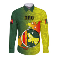 Personalized Papua New Guinea Oro Province Long Sleeve Button Shirt Mix Coat Of Arms Polynesian Pattern LT05 Unisex Yellow - Polynesian Pride