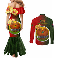 Papua New Guinea Eastern Highlands Province Couples Matching Mermaid Dress and Long Sleeve Button Shirts Mix Coat Of Arms Polynesian Pattern LT05 - Polynesian Pride
