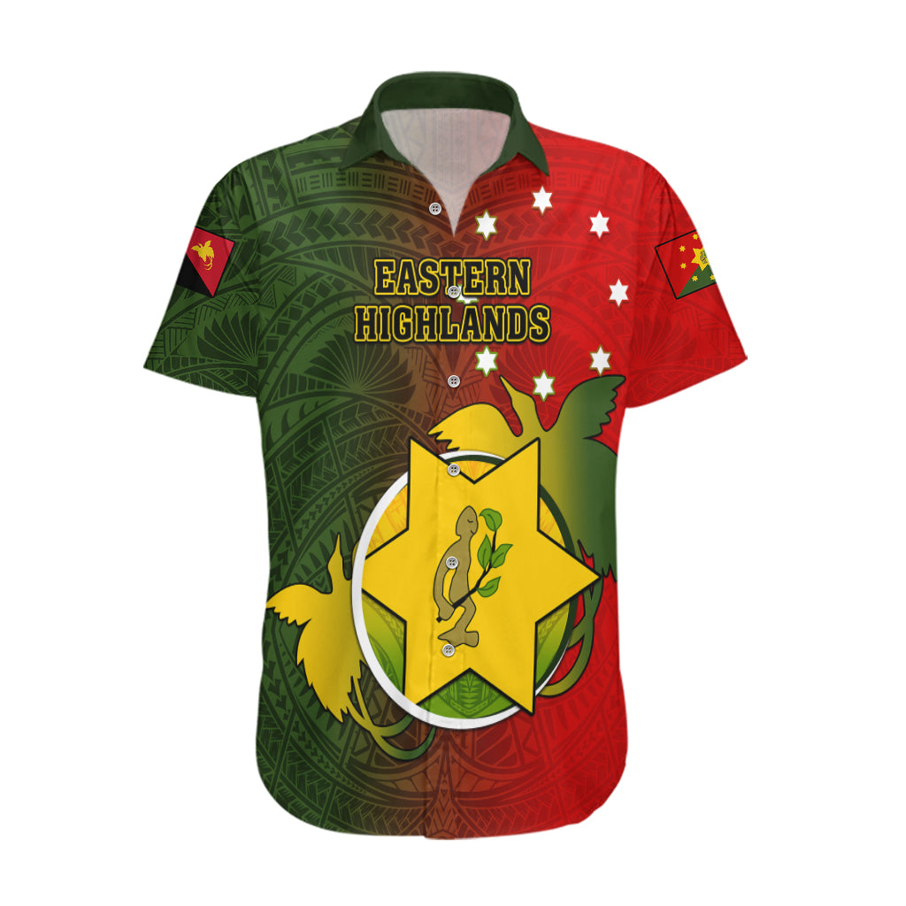 Papua New Guinea Eastern Highlands Province Hawaiian Shirt Mix Coat Of Arms Polynesian Pattern LT05 Red - Polynesian Pride