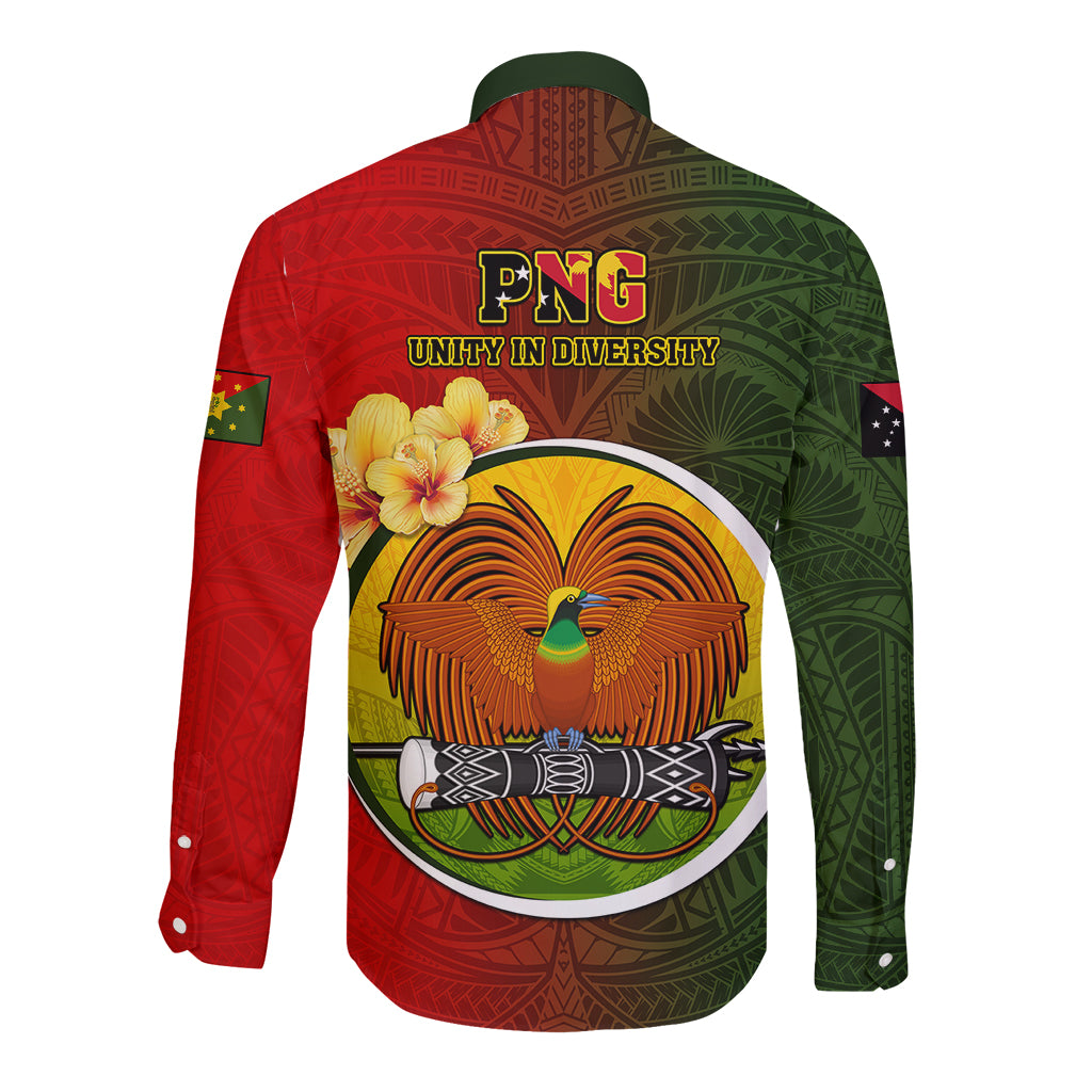 Papua New Guinea Eastern Highlands Province Long Sleeve Button Shirt Mix Coat Of Arms Polynesian Pattern LT05 - Polynesian Pride