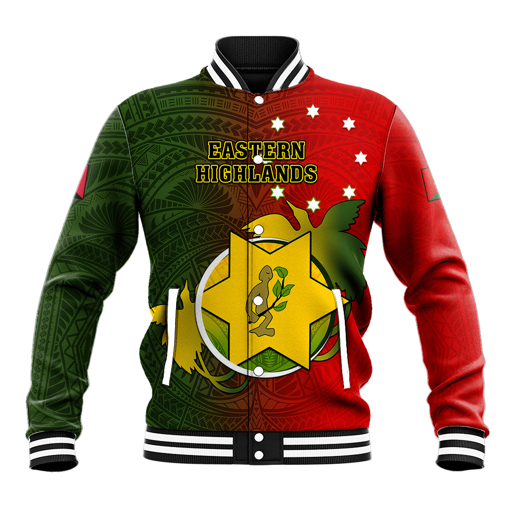 Personalized Papua New Guinea Eastern Highlands Province Baseball Jacket Mix Coat Of Arms Polynesian Pattern LT05 Unisex Red - Polynesian Pride