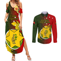 Personalized Papua New Guinea Eastern Highlands Province Couples Matching Summer Maxi Dress and Long Sleeve Button Shirts Mix Coat Of Arms Polynesian Pattern LT05 Red - Polynesian Pride