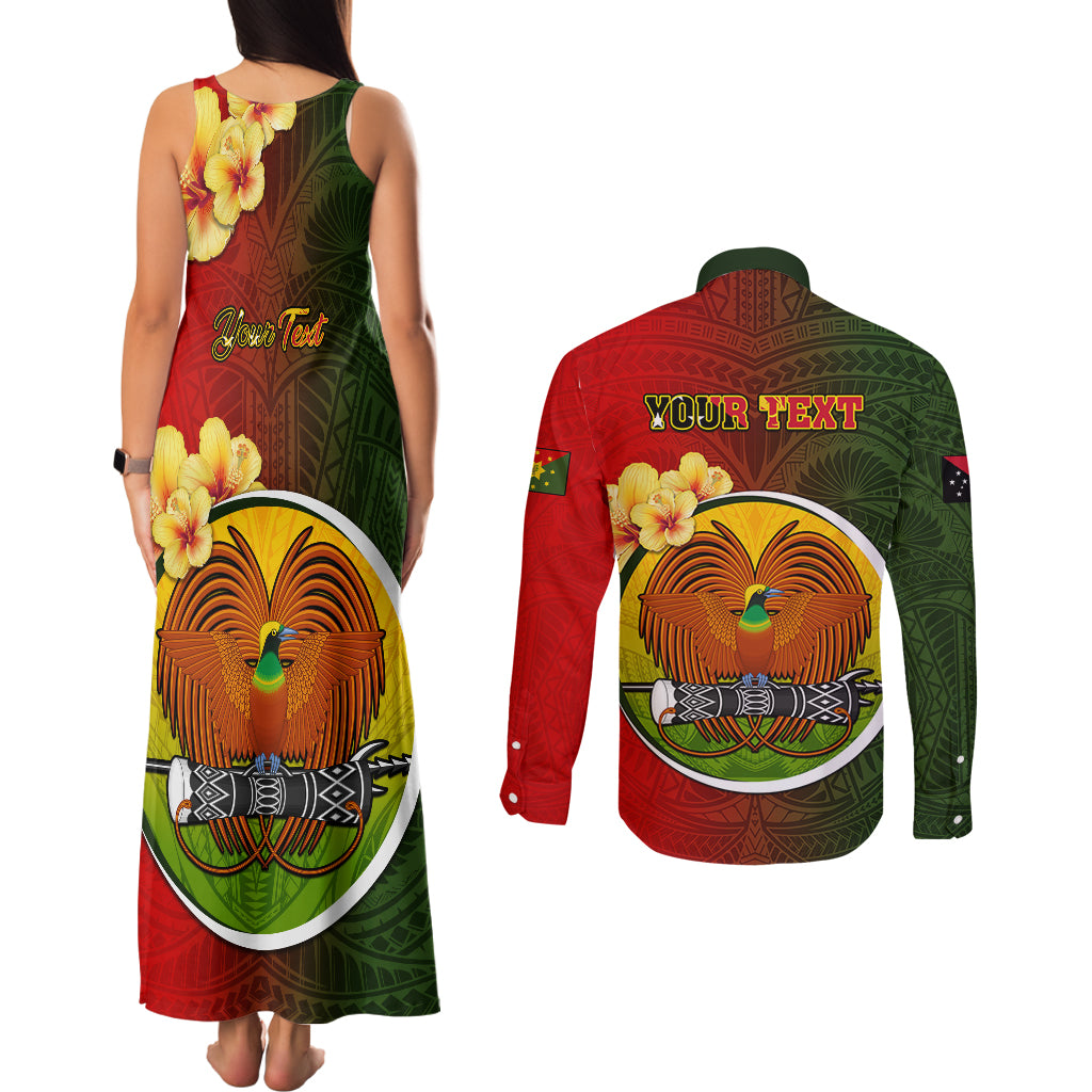 Personalized Papua New Guinea Eastern Highlands Province Couples Matching Tank Maxi Dress and Long Sleeve Button Shirts Mix Coat Of Arms Polynesian Pattern LT05 - Polynesian Pride