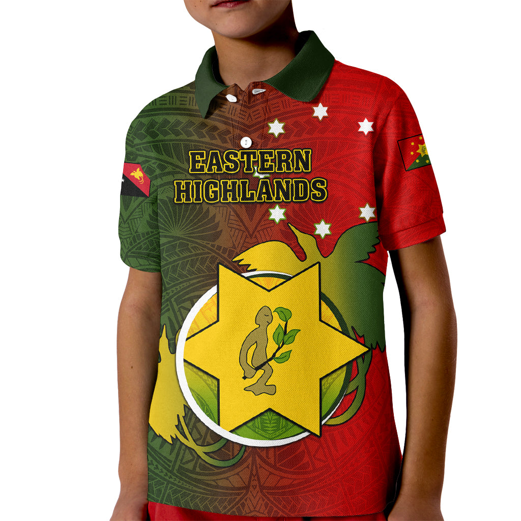 Personalized Papua New Guinea Eastern Highlands Province Kid Polo Shirt Mix Coat Of Arms Polynesian Pattern LT05 Kid Red - Polynesian Pride