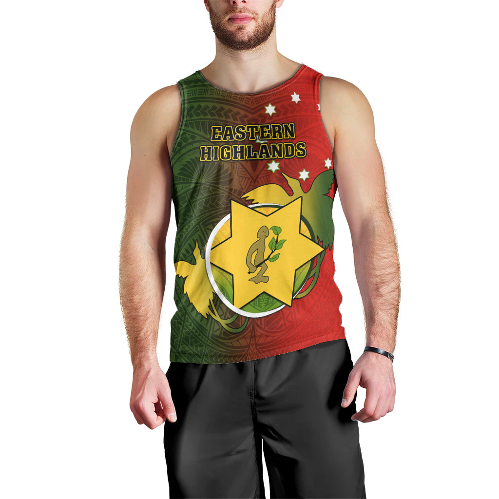 Personalized Papua New Guinea Eastern Highlands Province Men Tank Top Mix Coat Of Arms Polynesian Pattern LT05 - Polynesian Pride