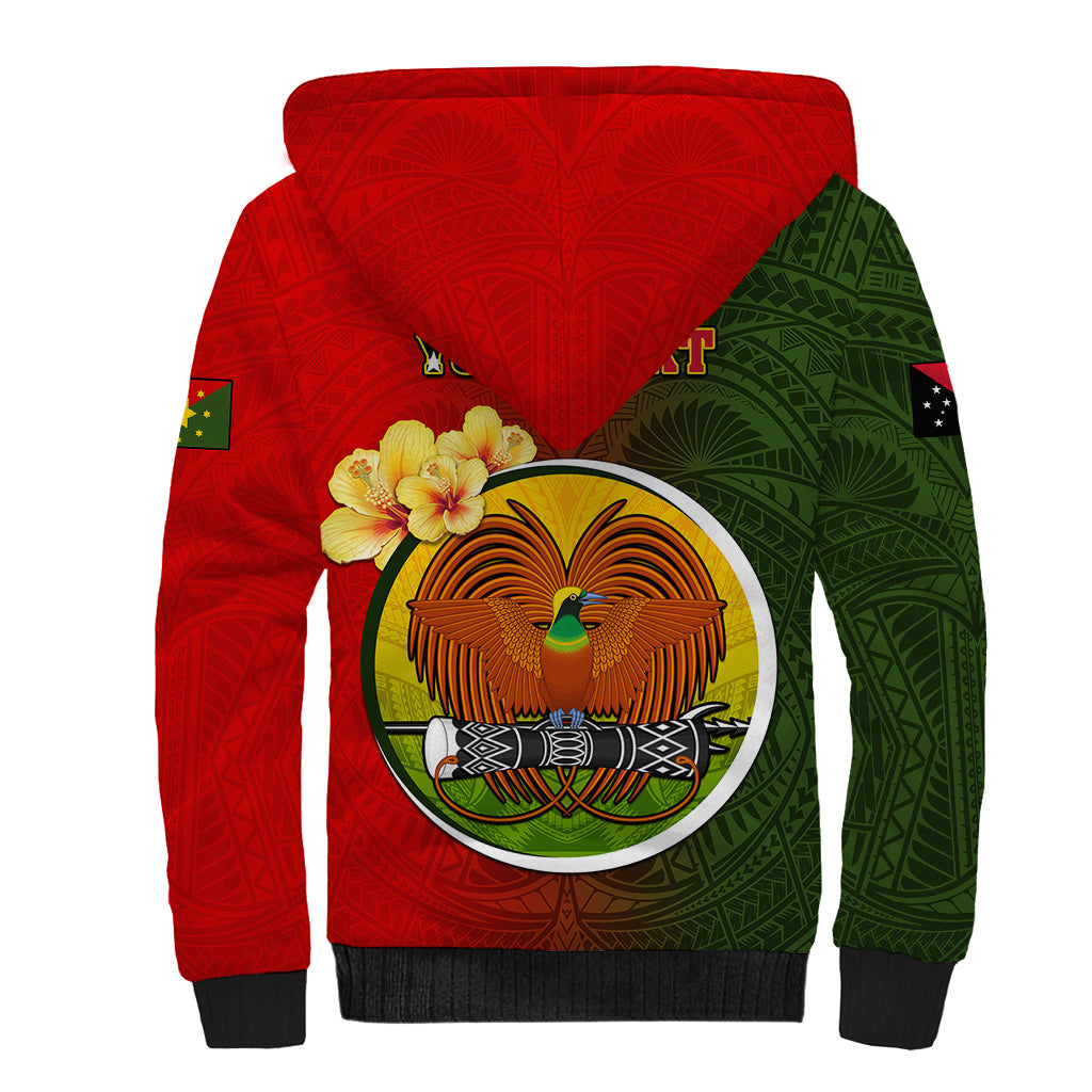Personalized Papua New Guinea Eastern Highlands Province Sherpa Hoodie Mix Coat Of Arms Polynesian Pattern LT05 - Polynesian Pride