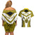 Personalised Niue The Rock Of Polynesia Couples Matching Off Shoulder Short Dress and Hawaiian Shirt Peniamina Gospel Day Yellow Version