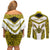 Personalised Niue The Rock Of Polynesia Couples Matching Off Shoulder Short Dress and Long Sleeve Button Shirt Peniamina Gospel Day Yellow Version