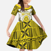 Personalised Niue The Rock Of Polynesia Family Matching Off Shoulder Maxi Dress and Hawaiian Shirt Peniamina Gospel Day Yellow Version