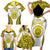 Personalised Niue The Rock Of Polynesia Family Matching Short Sleeve Bodycon Dress and Hawaiian Shirt Peniamina Gospel Day Yellow Version