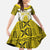 Personalised Niue The Rock Of Polynesia Kid Short Sleeve Dress Peniamina Gospel Day Yellow Version