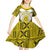 Personalised Niue The Rock Of Polynesia Kid Short Sleeve Dress Peniamina Gospel Day Yellow Version