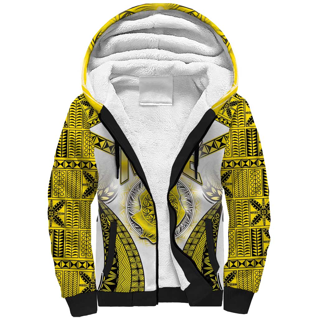 Personalised Niue The Rock Of Polynesia Sherpa Hoodie Peniamina Gospel Day Yellow Version