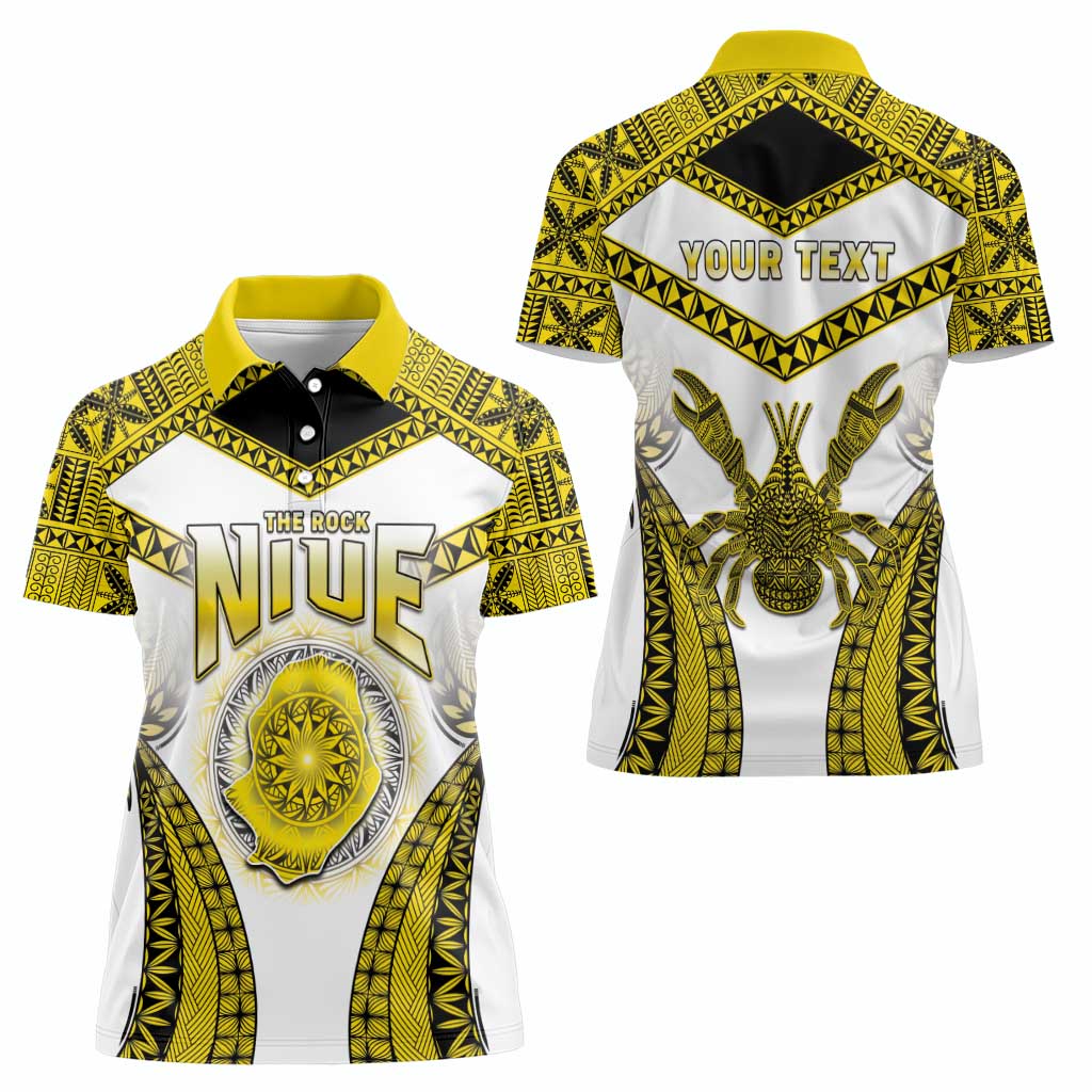 Personalised Niue The Rock Of Polynesia Women Polo Shirt Peniamina Gospel Day Yellow Version