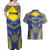 Personalised Niue The Rock Of Polynesia Couples Matching Off Shoulder Maxi Dress and Hawaiian Shirt Peniamina Gospel Day Blue Version