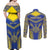 Personalised Niue The Rock Of Polynesia Couples Matching Off Shoulder Maxi Dress and Long Sleeve Button Shirt Peniamina Gospel Day Blue Version