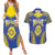 Personalised Niue The Rock Of Polynesia Couples Matching Summer Maxi Dress and Hawaiian Shirt Peniamina Gospel Day Blue Version