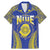 Personalised Niue The Rock Of Polynesia Family Matching Mermaid Dress and Hawaiian Shirt Peniamina Gospel Day Blue Version