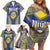 Personalised Niue The Rock Of Polynesia Family Matching Off Shoulder Short Dress and Hawaiian Shirt Peniamina Gospel Day Blue Version