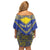 Personalised Niue The Rock Of Polynesia Family Matching Off Shoulder Short Dress and Hawaiian Shirt Peniamina Gospel Day Blue Version