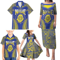 Personalised Niue The Rock Of Polynesia Family Matching Puletasi and Hawaiian Shirt Peniamina Gospel Day Blue Version LT05 - Polynesian Pride