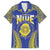 Personalised Niue The Rock Of Polynesia Family Matching Short Sleeve Bodycon Dress and Hawaiian Shirt Peniamina Gospel Day Blue Version