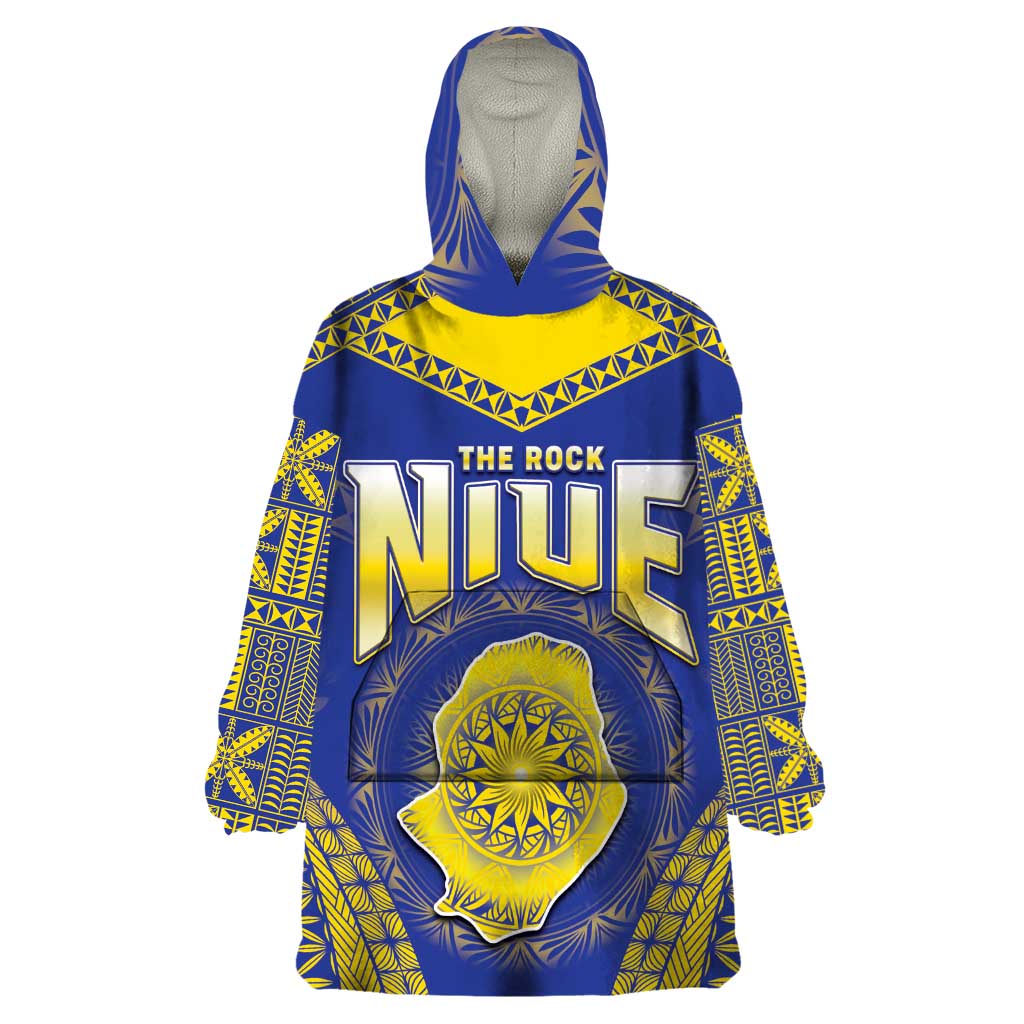 Personalised Niue The Rock Of Polynesia Wearable Blanket Hoodie Peniamina Gospel Day Blue Version LT05 One Size Blue - Polynesian Pride