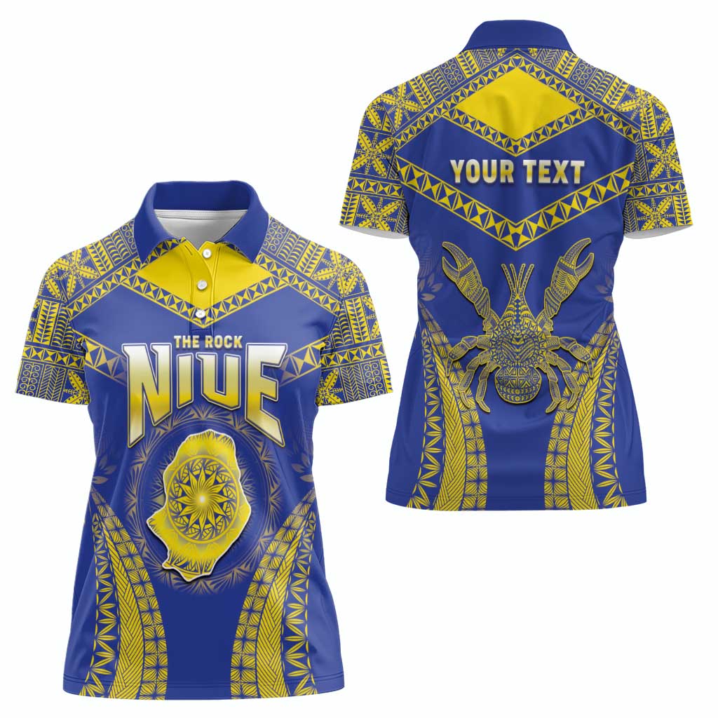 Personalised Niue The Rock Of Polynesia Women Polo Shirt Peniamina Gospel Day Blue Version