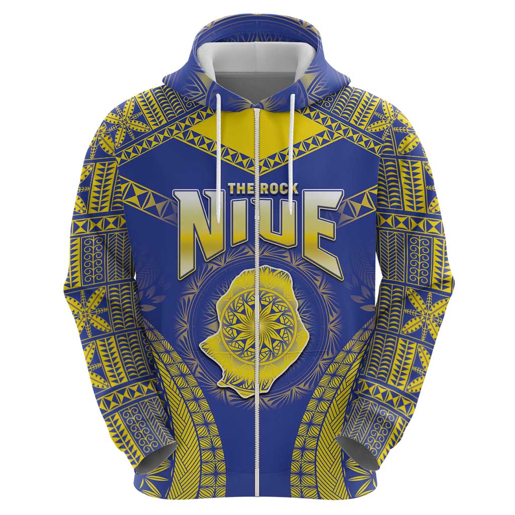 Personalised Niue The Rock Of Polynesia Zip Hoodie Peniamina Gospel Day Blue Version LT05 - Polynesian Pride