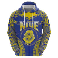 Personalised Niue The Rock Of Polynesia Zip Hoodie Peniamina Gospel Day Blue Version LT05 - Polynesian Pride