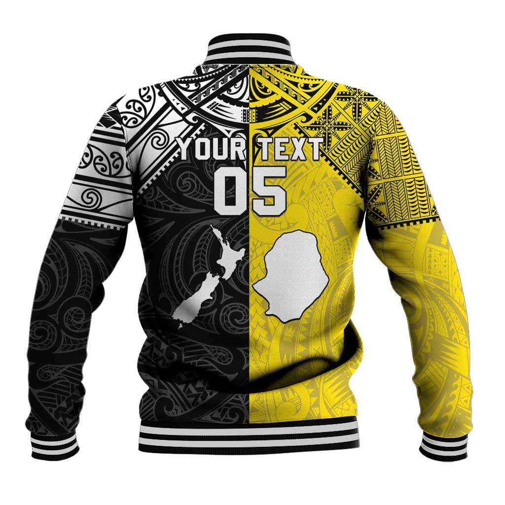 Custom New Zealand Maori And Niue Hiapo Baseball Jacket Lizard And Coconut Crab Together LT05 - Polynesian Pride