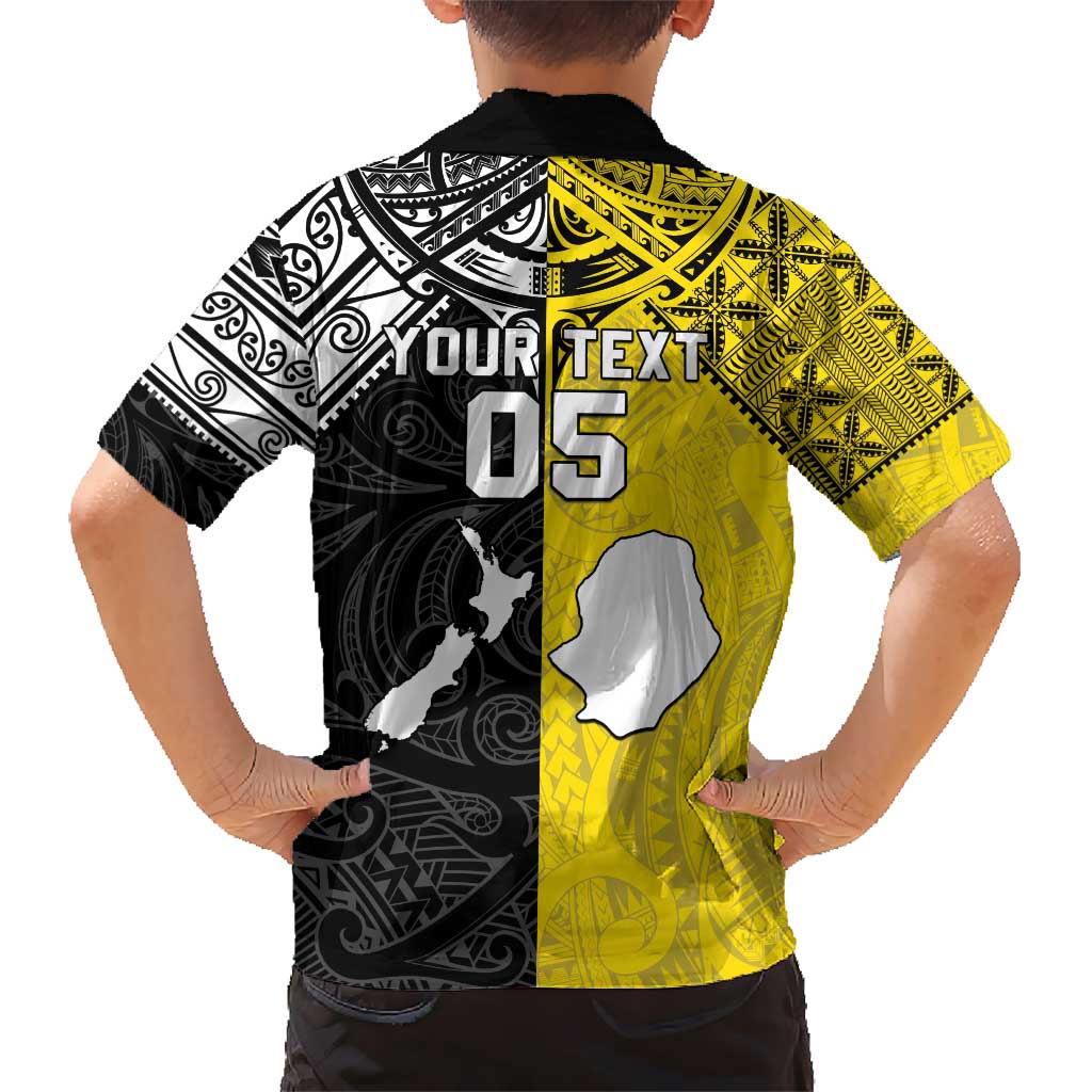 Custom New Zealand Maori And Niue Hiapo Hawaiian Shirt Lizard And Coconut Crab Together