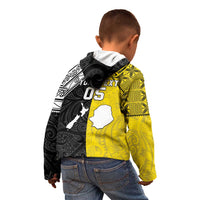 Custom New Zealand Maori And Niue Hiapo Kid Hoodie Lizard And Coconut Crab Together