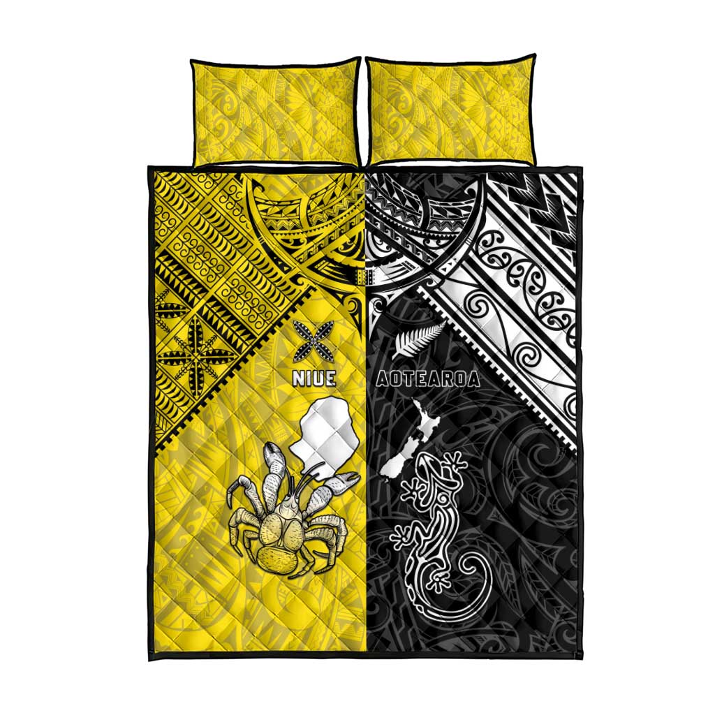 New Zealand Maori And Niue Hiapo Quilt Bed Set Lizard And Coconut Crab Together
