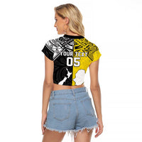 Custom New Zealand Maori And Niue Hiapo Raglan Cropped T Shirt Lizard And Coconut Crab Together