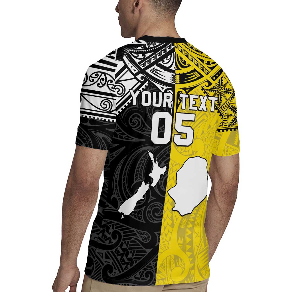 Custom New Zealand Maori And Niue Hiapo Rugby Jersey Lizard And Coconut Crab Together LT05 - Polynesian Pride