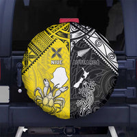 New Zealand Maori And Niue Hiapo Spare Tire Cover Lizard And Coconut Crab Together