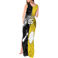 Custom New Zealand Maori And Niue Hiapo Tank Maxi Dress Lizard And Coconut Crab Together