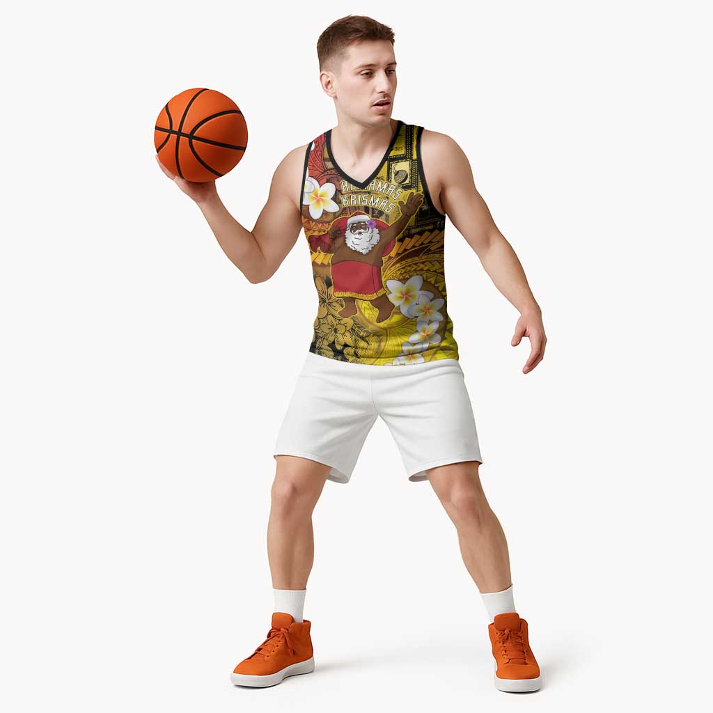Papua New Guinea Retro Christmas Basketball Jersey Hamamas Krismas - Polynesian Pride