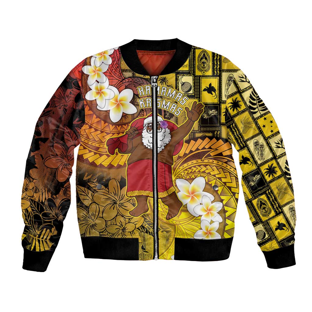 Papua New Guinea Retro Christmas Bomber Jacket Hamamas Krismas - Polynesian Pride