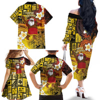 Papua New Guinea Retro Christmas Family Matching Off The Shoulder Long Sleeve Dress and Hawaiian Shirt Hamamas Krismas - Polynesian Pride