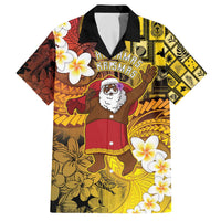 Papua New Guinea Retro Christmas Family Matching Off The Shoulder Long Sleeve Dress and Hawaiian Shirt Hamamas Krismas - Polynesian Pride