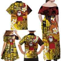 Papua New Guinea Retro Christmas Family Matching Off Shoulder Maxi Dress and Hawaiian Shirt Hamamas Krismas - Polynesian Pride
