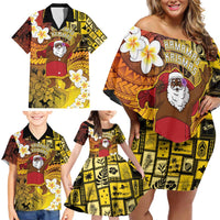 Papua New Guinea Retro Christmas Family Matching Off Shoulder Short Dress and Hawaiian Shirt Hamamas Krismas - Polynesian Pride