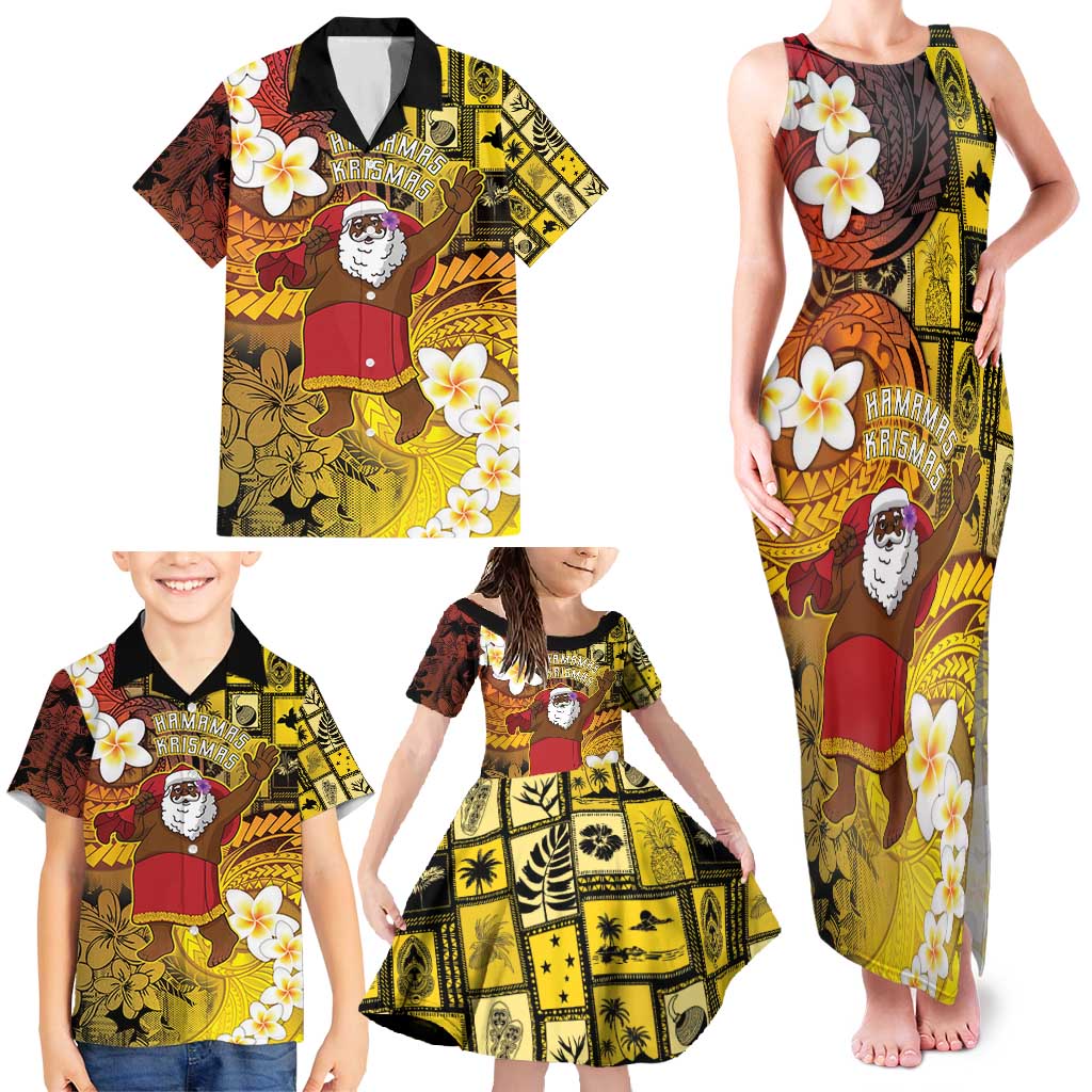 Papua New Guinea Retro Christmas Family Matching Tank Maxi Dress and Hawaiian Shirt Hamamas Krismas - Polynesian Pride