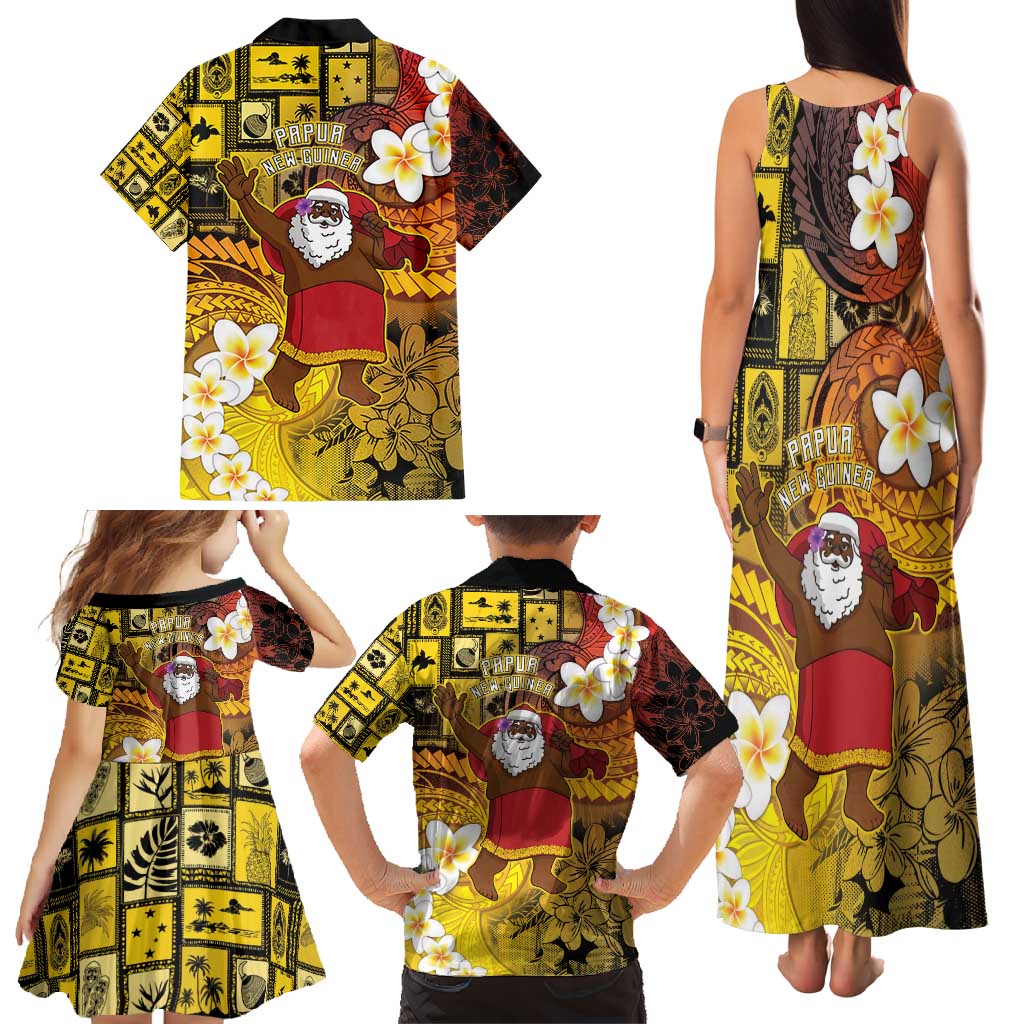 Papua New Guinea Retro Christmas Family Matching Tank Maxi Dress and Hawaiian Shirt Hamamas Krismas - Polynesian Pride
