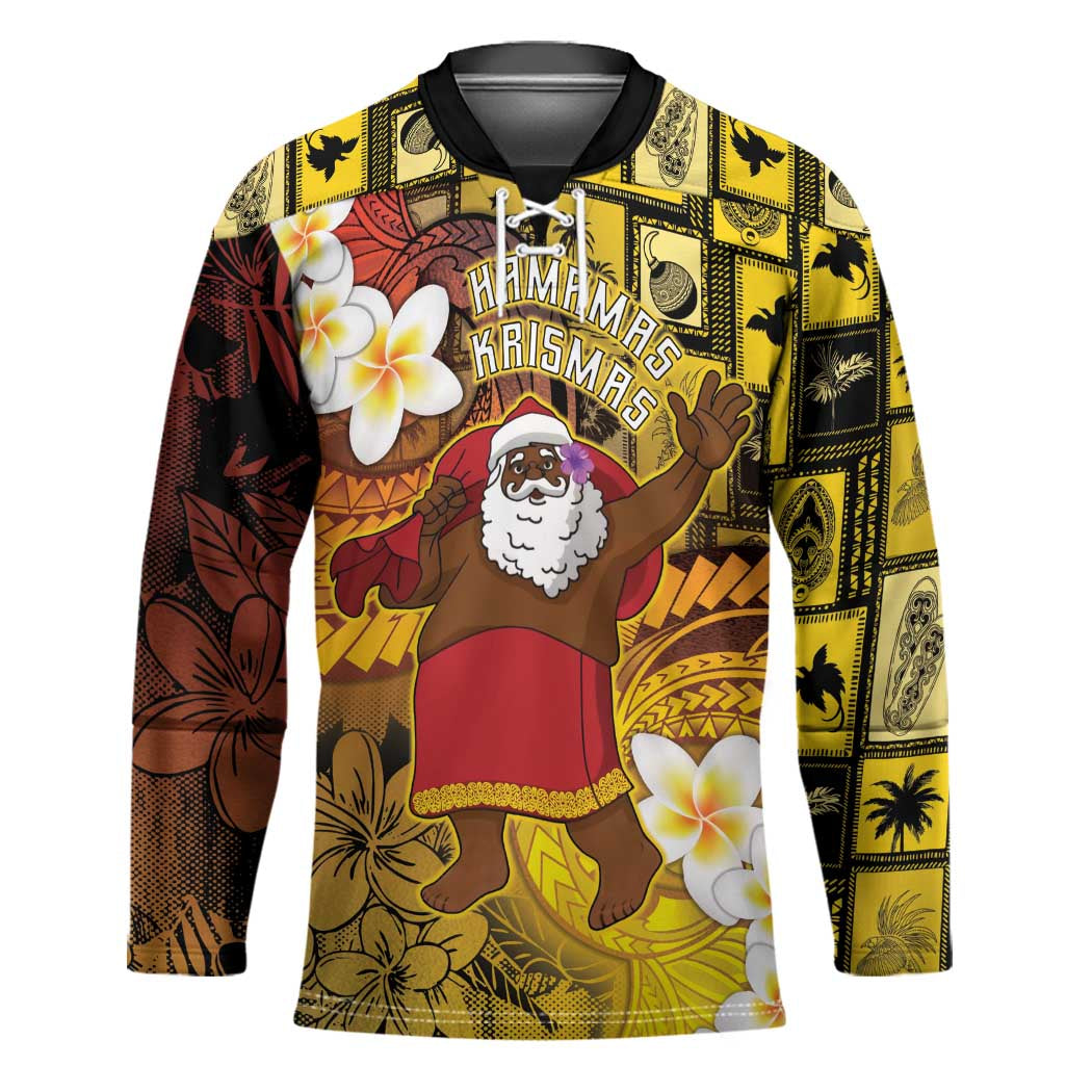 Papua New Guinea Retro Christmas Hockey Jersey Hamamas Krismas - Polynesian Pride